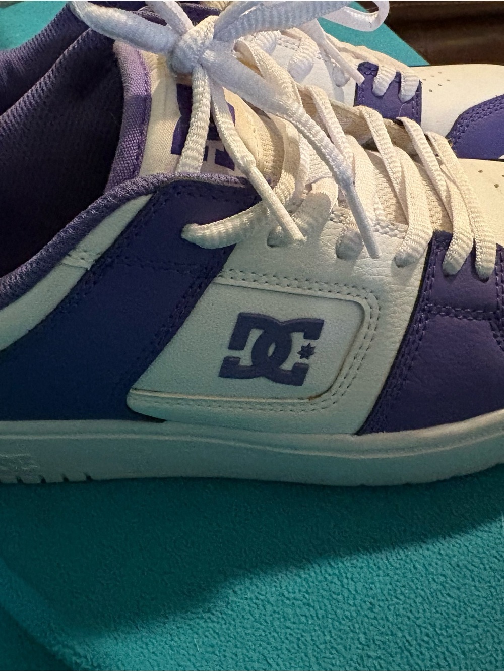 DC Purple and White Low-Top Skate Sneakers